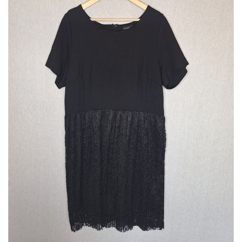 Lane Bryant Black Short Sleeve Jersey and Lace Dress